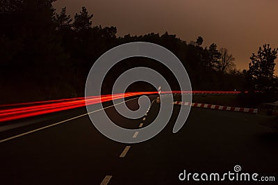 Traffic flow at night Stock Photo