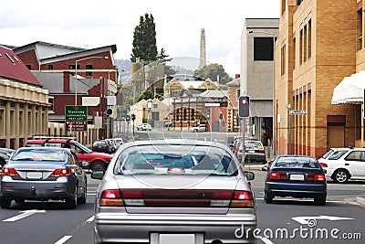 Traffic in Hobart city Stock Photo