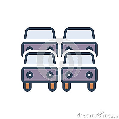 Color illustration icon for Traffic, transportation and car Cartoon Illustration