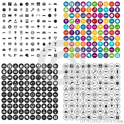 100 traffic icons set vector variant Vector Illustration