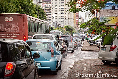 Road Congestion Along a Main Road through Maputo, Capital City of Mozambique. Editorial Stock Photo