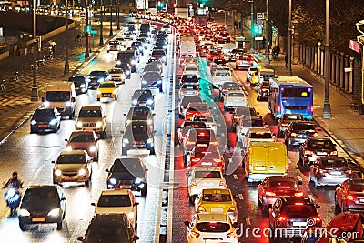 Traffic jam or collapse in a city street road Stock Photo