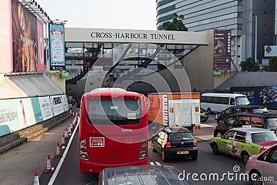 Cross-Harbour Tunnel in Hong Kong Editorial Stock Photo