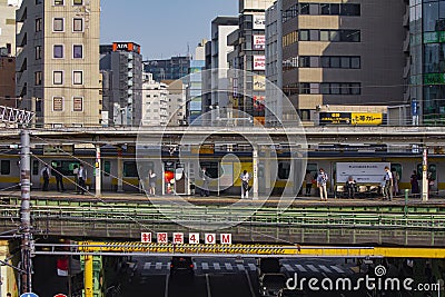 A traffic jam at Iidabashi station in Tokyo daytime long shot Editorial Stock Photo