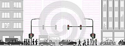 Traffic jam in the metropolitan city Vector Illustration