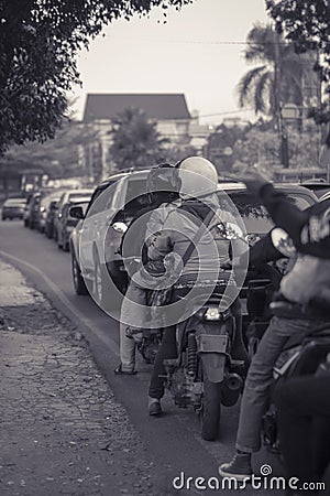 Traffic jam near intersection during peak hour after finish work Editorial Stock Photo