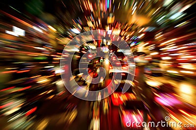 Traffic jam night shot, with dynamic blur effect Stock Photo