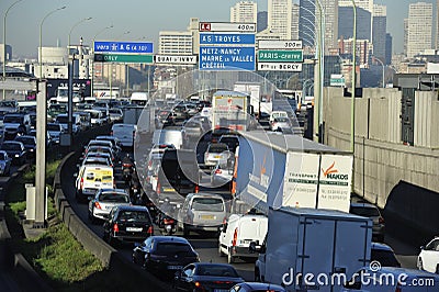 Traffic Jam in Paris, France Editorial Stock Photo