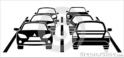 A traffic jam on the road Vector Illustration