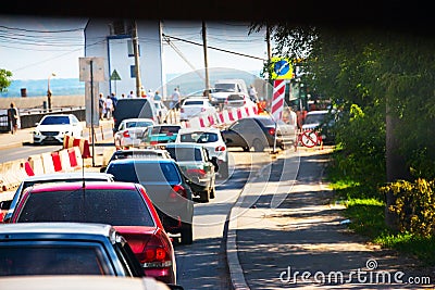 Traffic jam on the road Editorial Stock Photo