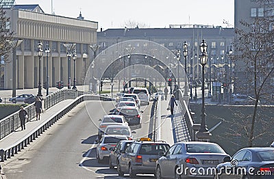 Traffic Jam in Vilnius, Lithuania Editorial Stock Photo