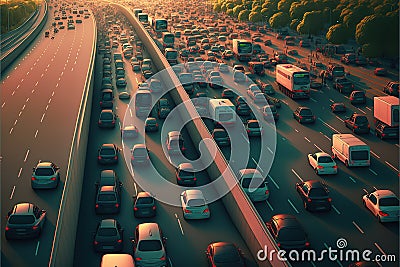 traffic jams, created with Generative AI technology Stock Photo