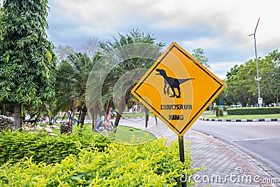 Traffic label with dinosaur pictogram Stock Photo