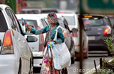 A traffic lady in kochi, kerala. Editorial Stock Photo