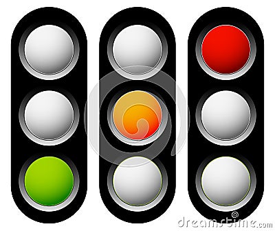 Traffic lamp, traffic light, semaphore icon set Vector Illustration