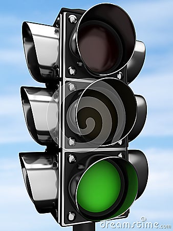 Traffic light on a blue background Stock Photo