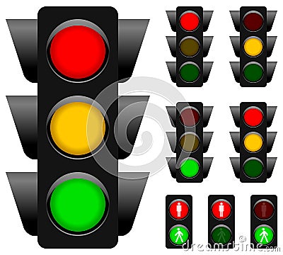 Traffic Light Collection Vector Illustration