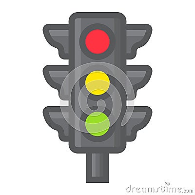 Traffic light filled outline icon, stoplight Vector Illustration