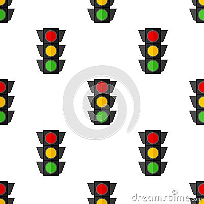 Traffic Light Flat Icon Seamless Pattern Vector Illustration