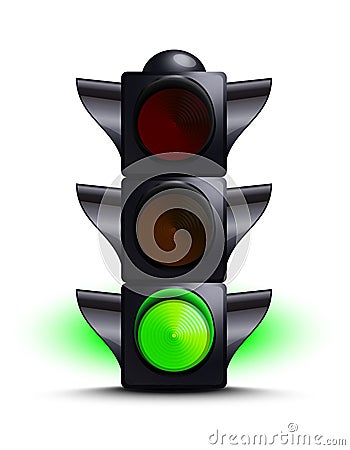 Traffic light on green Vector Illustration