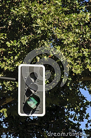 Traffic light with green arrow Stock Photo