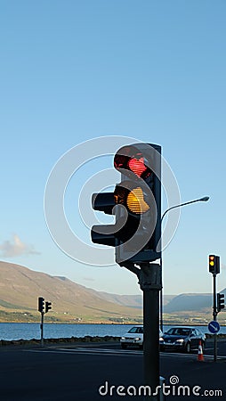 The traffic light with heart. Editorial Stock Photo