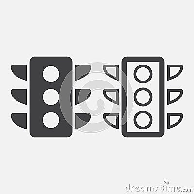 Traffic light icon vector isolated on white. Vector Illustration