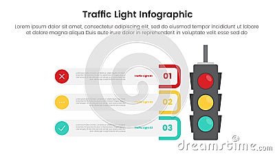 traffic light infographic template banner with creative box container stack vertical data with 3 point list information for slide Stock Photo
