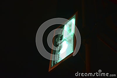 Traffic light at the intersection at night for pedestrians and cars Stock Photo