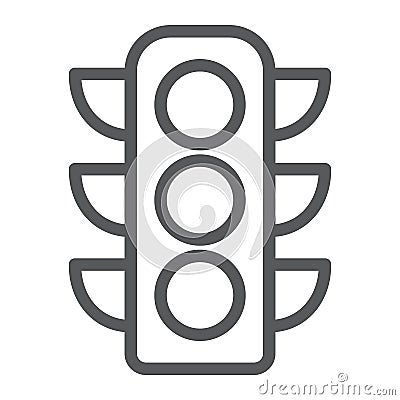 Traffic light line icon, regulation and traffic, stoplight sign, vector graphics, a linear pattern on a white background Vector Illustration