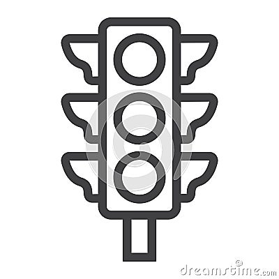 Traffic light line icon, stoplight and navigation Vector Illustration