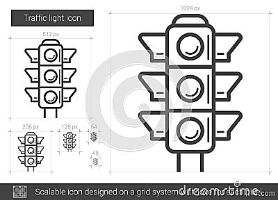 Traffic light line icon. Vector Illustration