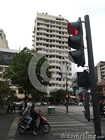 Traffic light motobike Editorial Stock Photo