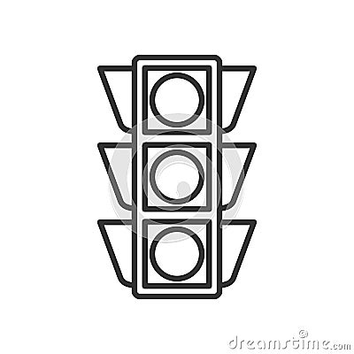 Traffic Light Outline Flat Icon on White Vector Illustration