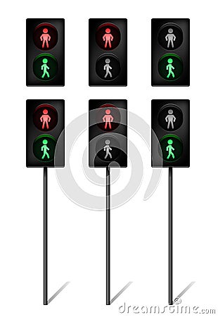 Traffic light for pedestrians Vector Illustration