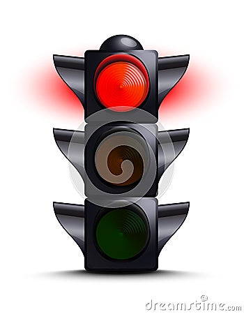 Traffic light on red Vector Illustration