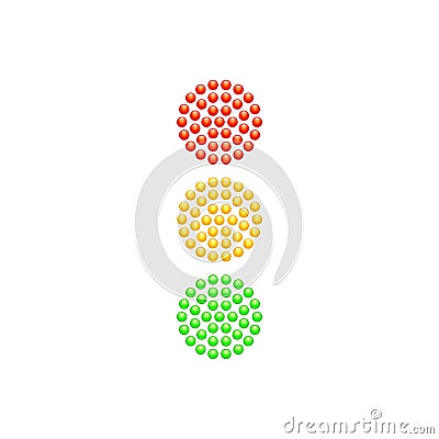 Traffic Light from red, yellow and green diodes isolated on white background. Vector illustration. Vector Illustration