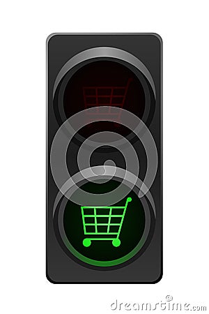 Traffic light shopping cart Vector Illustration