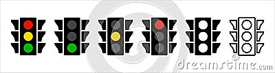 Traffic light signal icon. Stoplight semaphore signal sign. Street road traffic control. Stock vector Vector Illustration