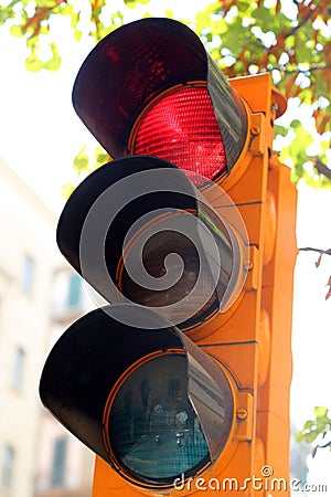 Traffic light to regulate traffic flow Stock Photo