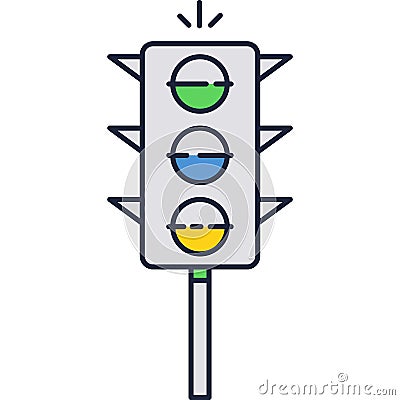 Traffic light vector signal road stoplight icon Vector Illustration