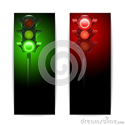 Traffic Lights Banners Vector Illustration