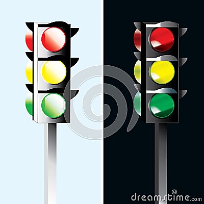 Traffic lights - Day and night lights illustration Cartoon Illustration