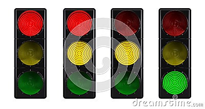 Traffic lights isolated on white Stock Photo