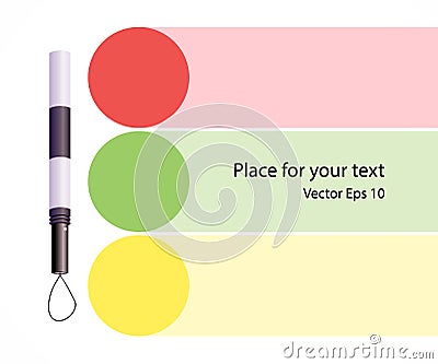 Traffic lights and a police baton. Stick of a traffic control car. Vector illustration background, banner with space for text. Vector Illustration