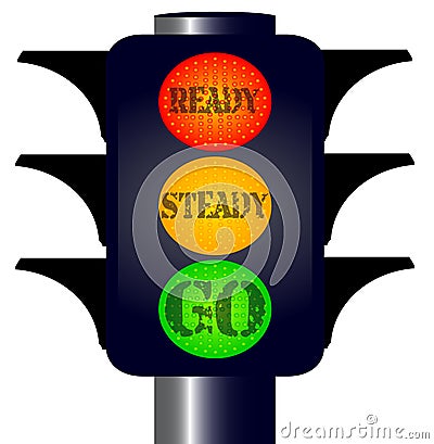 Ready Steady Go Traffic Lights Vector Illustration