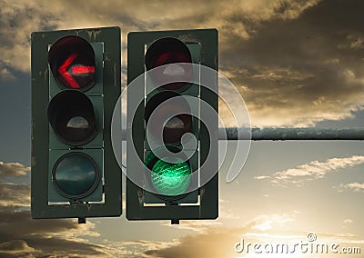 Traffic lights red green symbols Stock Photo