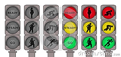 Traffic lights for running pedestrians Vector Illustration