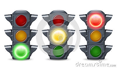 Traffic Lights Set Vector Illustration