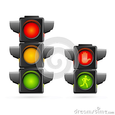 Traffic Lights Set Realistic. Vector Vector Illustration